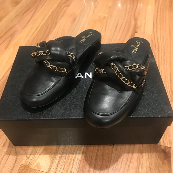 Chanel Black Braided Mules Loafer Slip on 6 RARE - Picture 5 of 15
